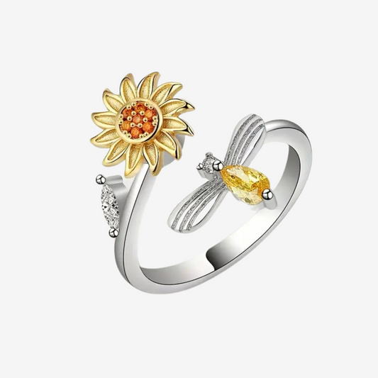 Sunflower Dragonfly Embrace Ring